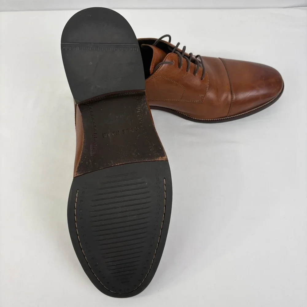 Cole Haan Mens Benton Cap Toe British Tan Leather Derby Oxford Shoes Size 11 M